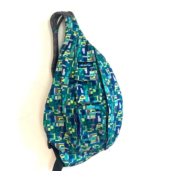 Kavu Geometric Rope Sling Nylon Block Print Backpack Crossbody Backpack EUC - Picture 2 of 13